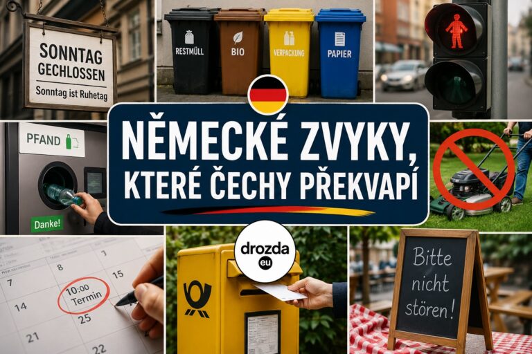 Německé zvyky, které Čechy překvapí – nedělní klid, třídění odpadu, Pfand, termíny, dopisy a pravidla v Německu.