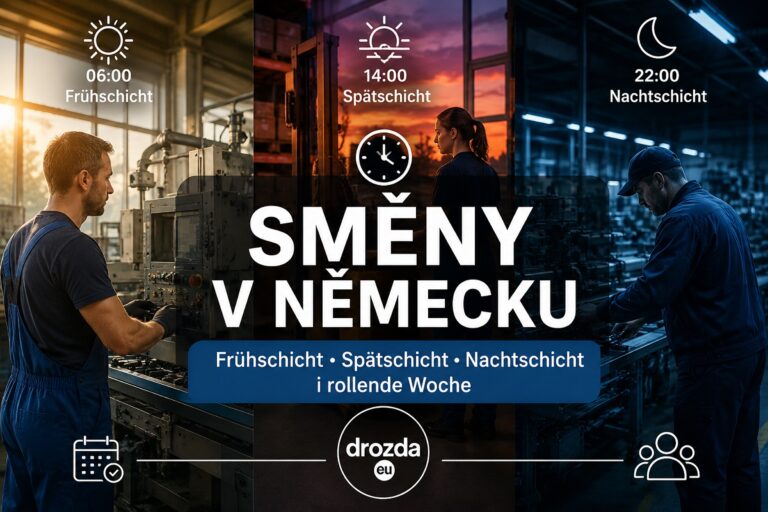 Směny v Německu – ranní, odpolední a noční směna (Frühschicht, Spätschicht, Nachtschicht) a informace o rollende Woche a směnném provozu v Německu.